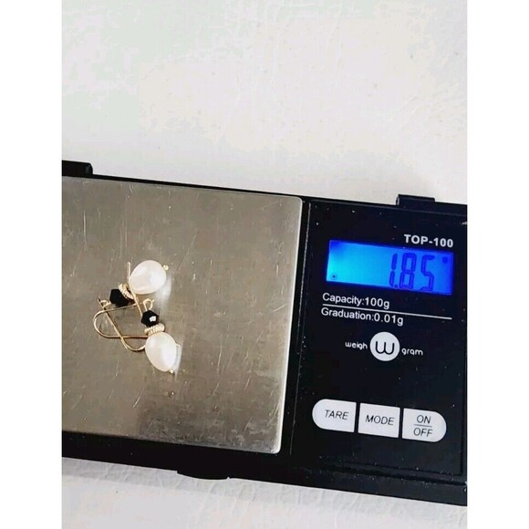 ZZ SARDELI 418 SIGNED 10 K GOLD FRESHWATER PEARL DROP EARRINGS 1.85 GMS 1.25" - Picture 6 of 6